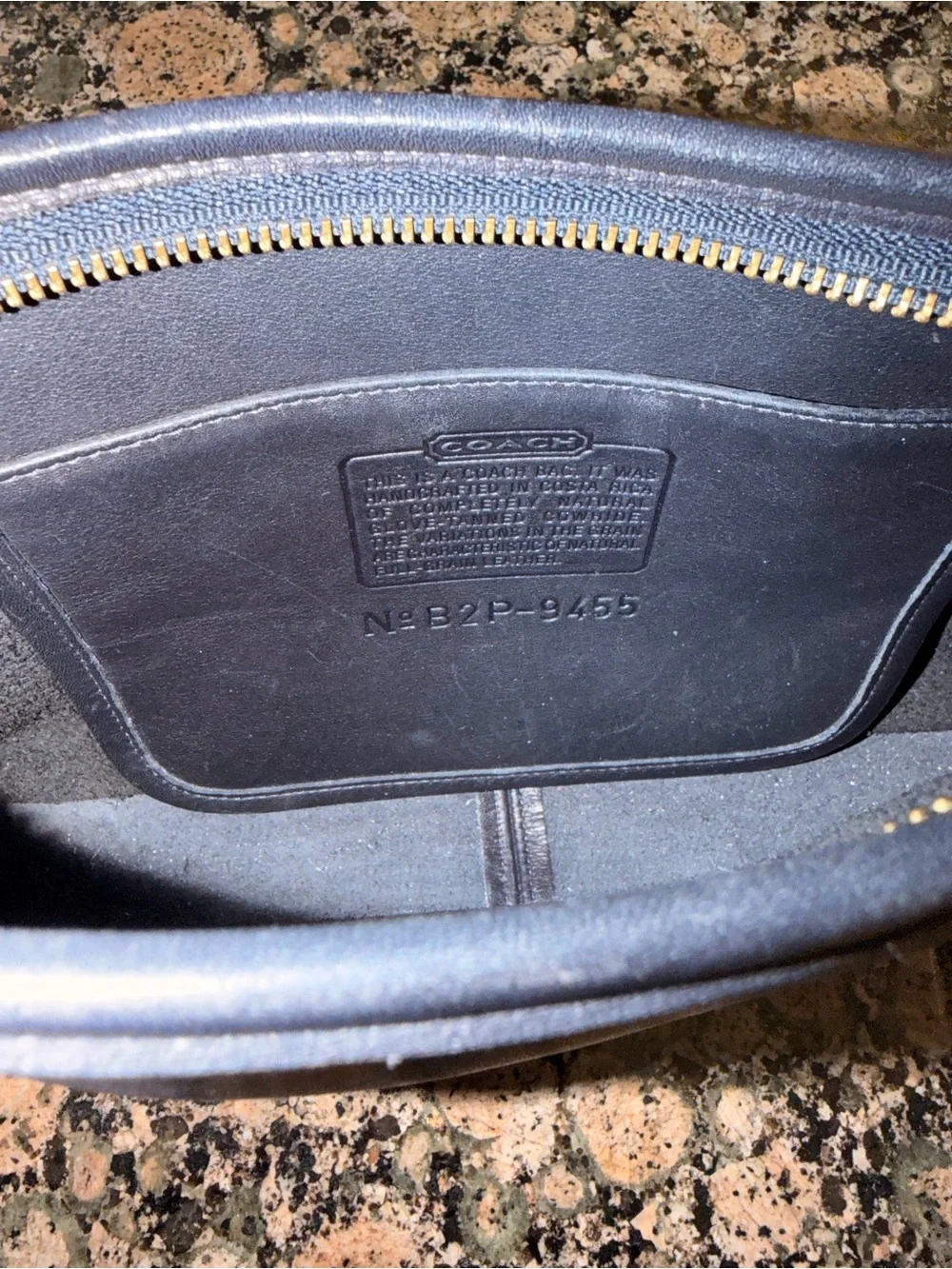 Vintage Coach Dark Navy zippered Clutch with Shoulder Strap 9455
